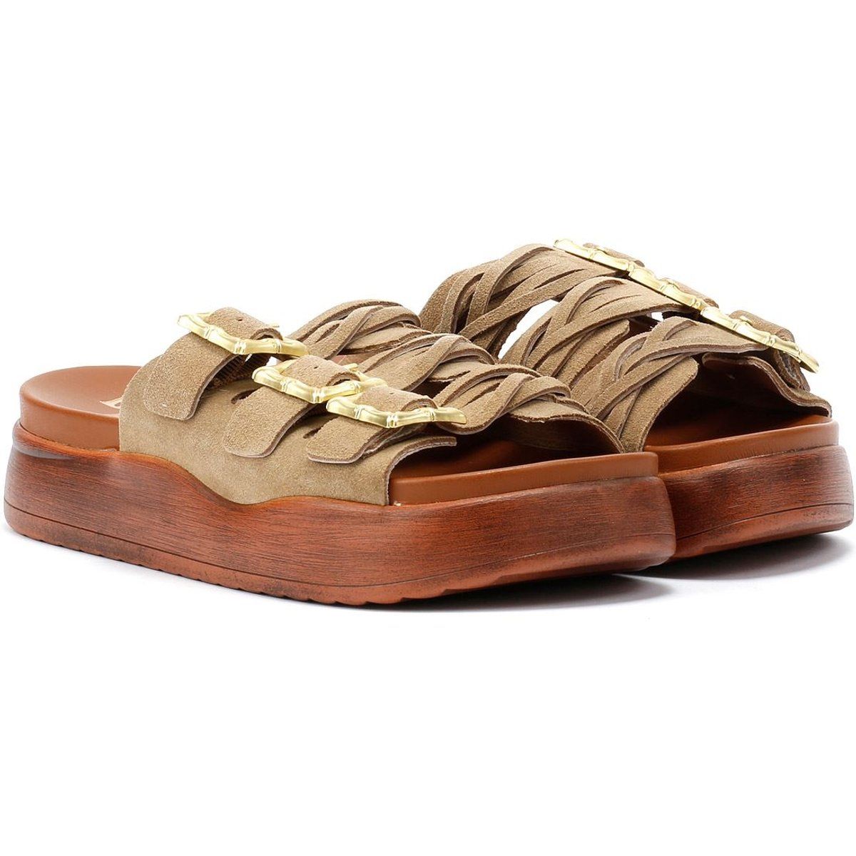 Desert Fleur Gypsum Damen Sandalen Aus Veloursleder In Beige