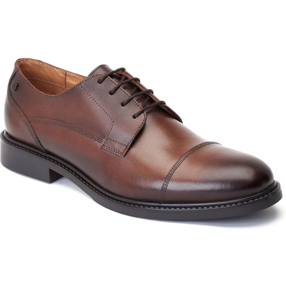 Base London Magnus Leder Herren Oxford Schuhe in verbranntem Braun