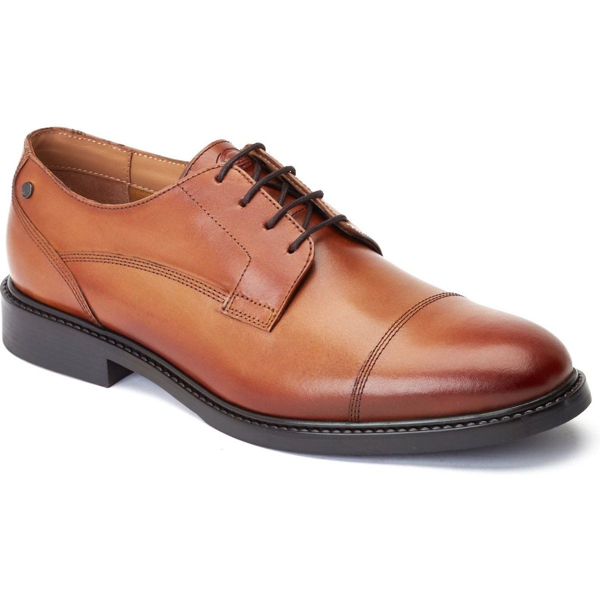 Base London Magnus Leder Herren Oxford Schuhe in verbranntem Braun.