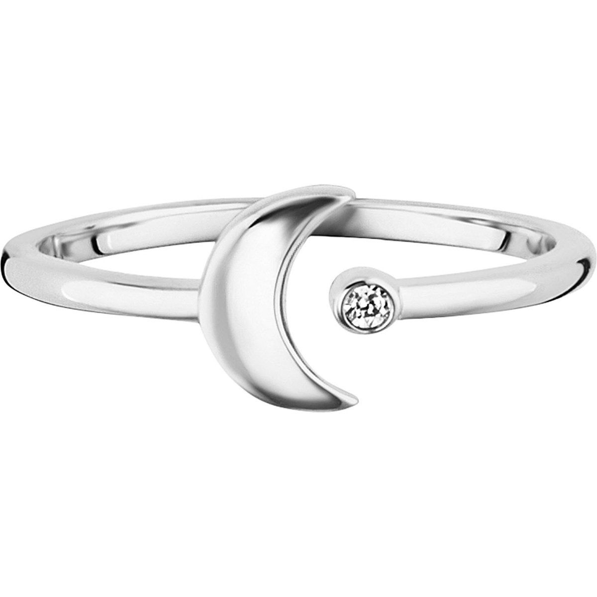 Silberner Halbmond Stern Ring