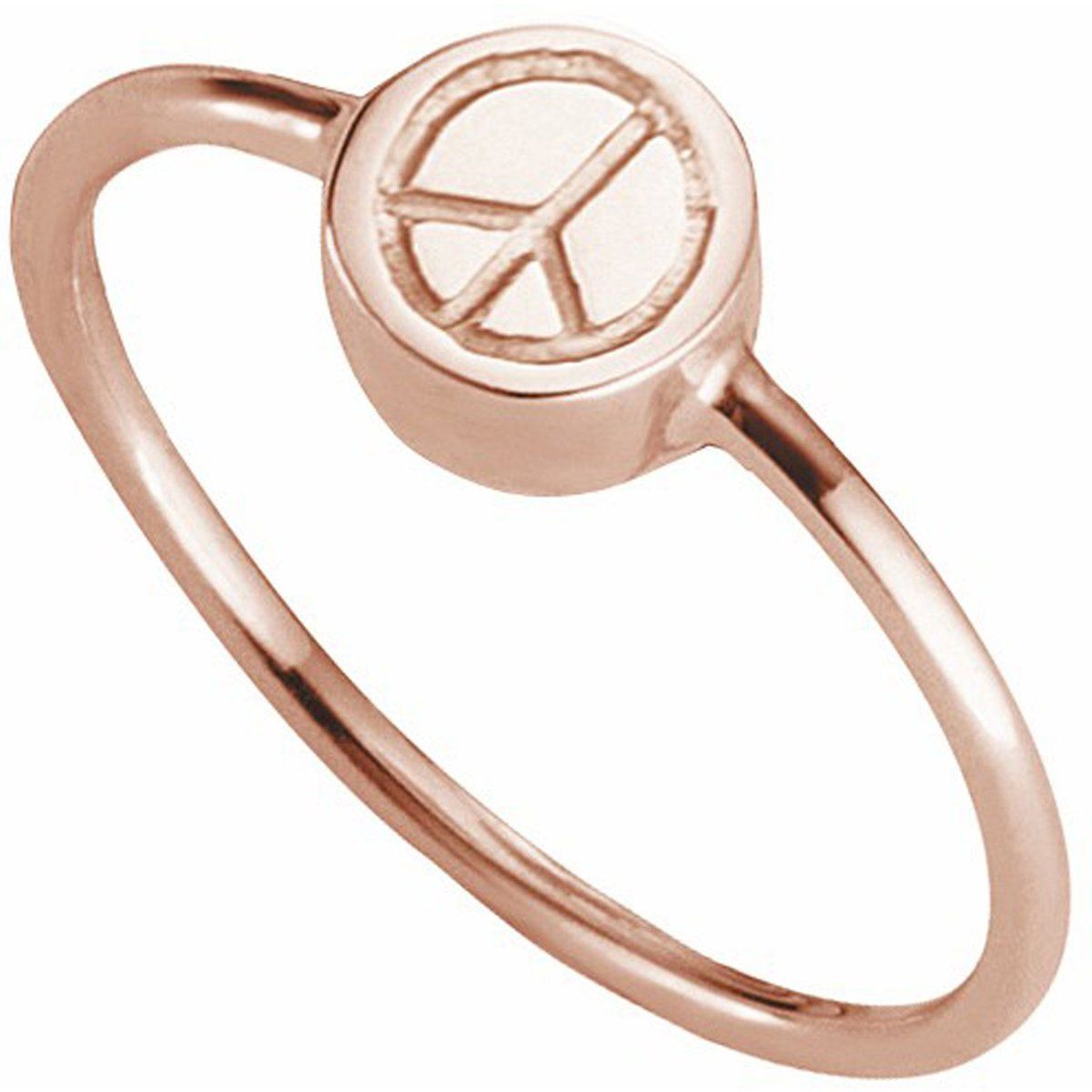 Rotvergoldeter Ring mit Friedenssymbol