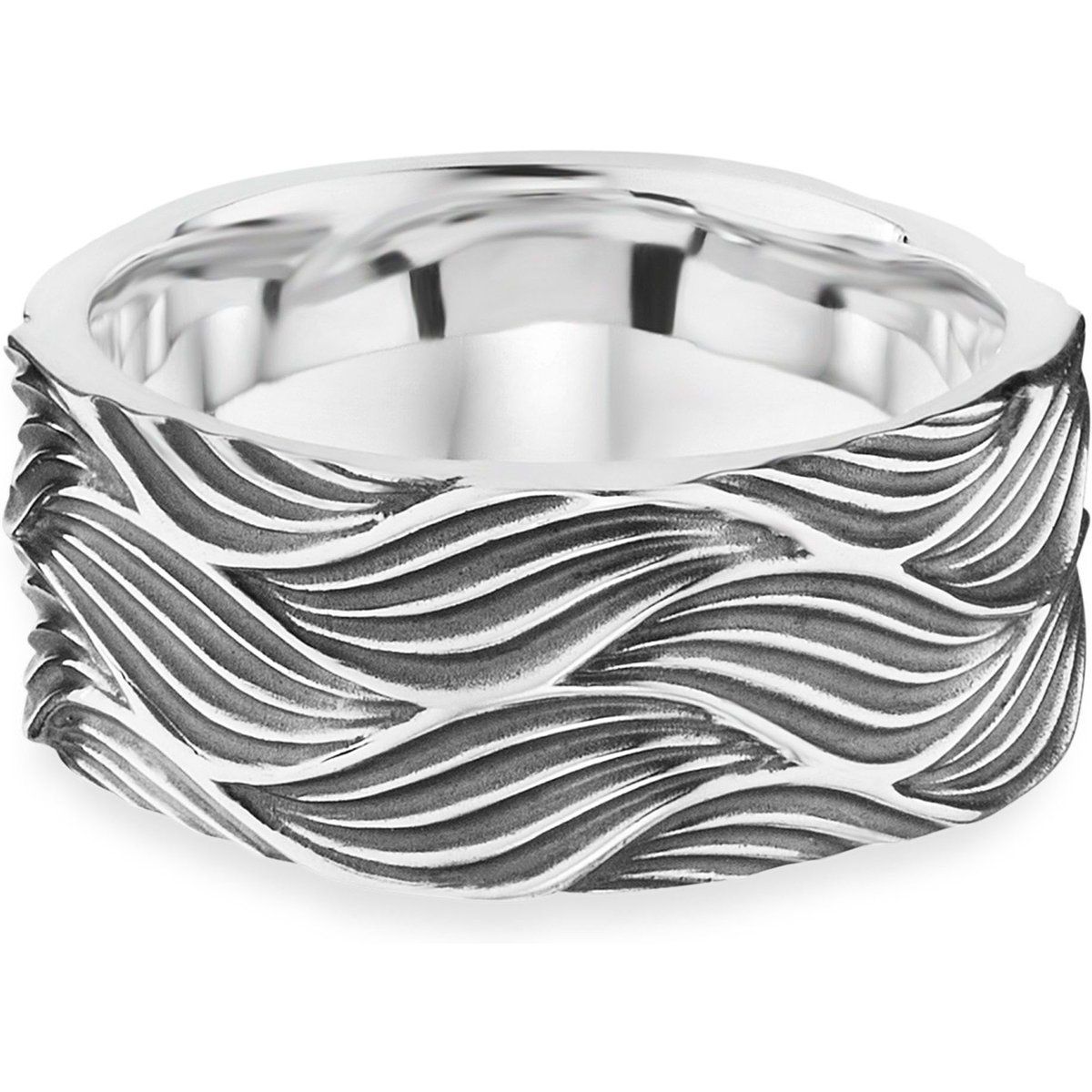 Oxidierter Sterling Silber Wellen Ring
