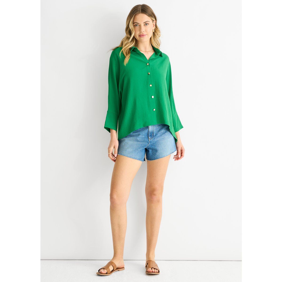 Übergroße Kimono-Bluse in Grün