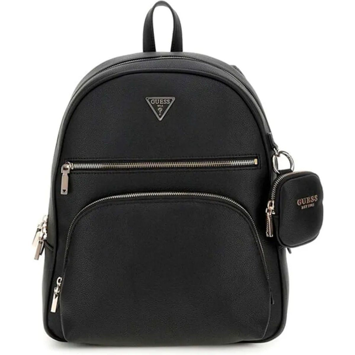 Minimalistischer schwarzer Rucksack aus Kunstleder