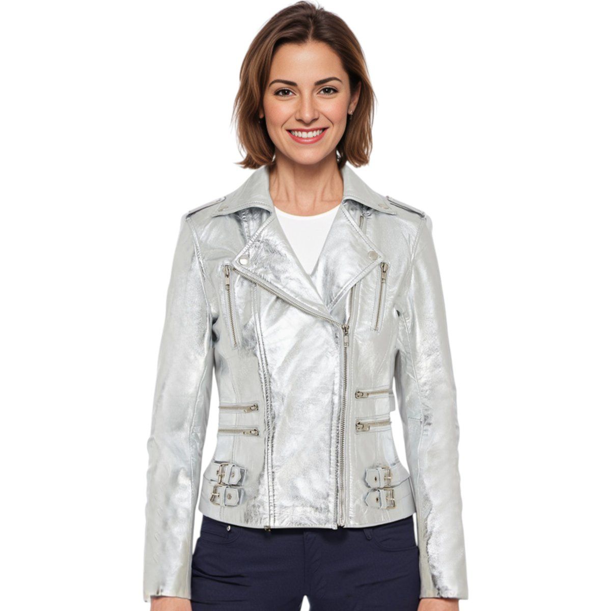 Silberne Brando Bikerjacke