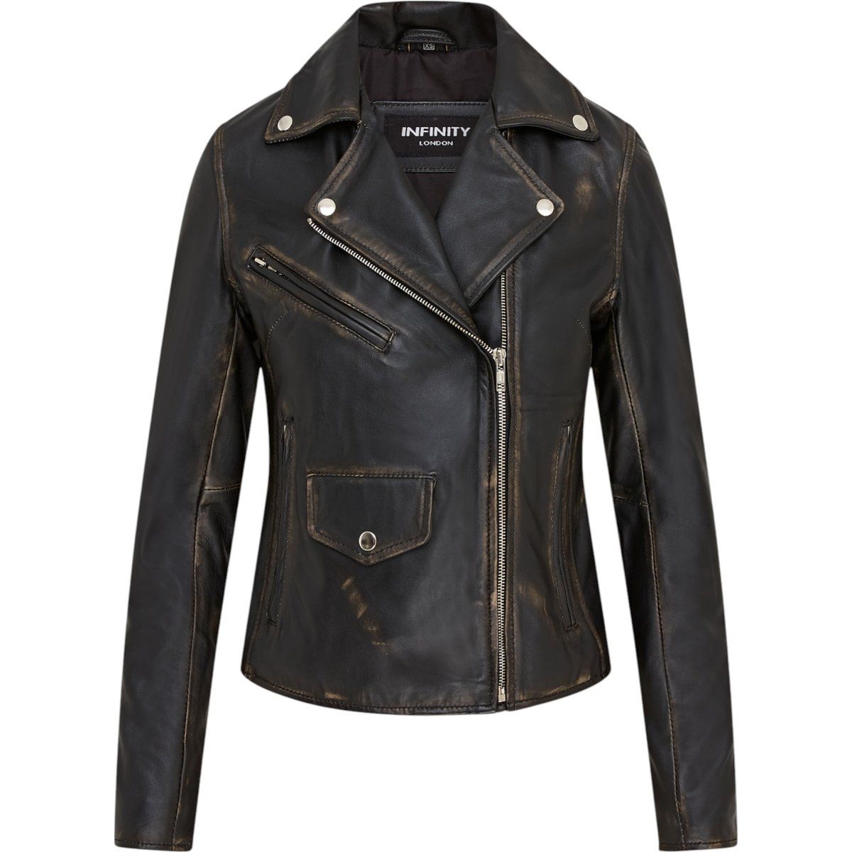 Vintage-Leder-Bikerjacke im Stil