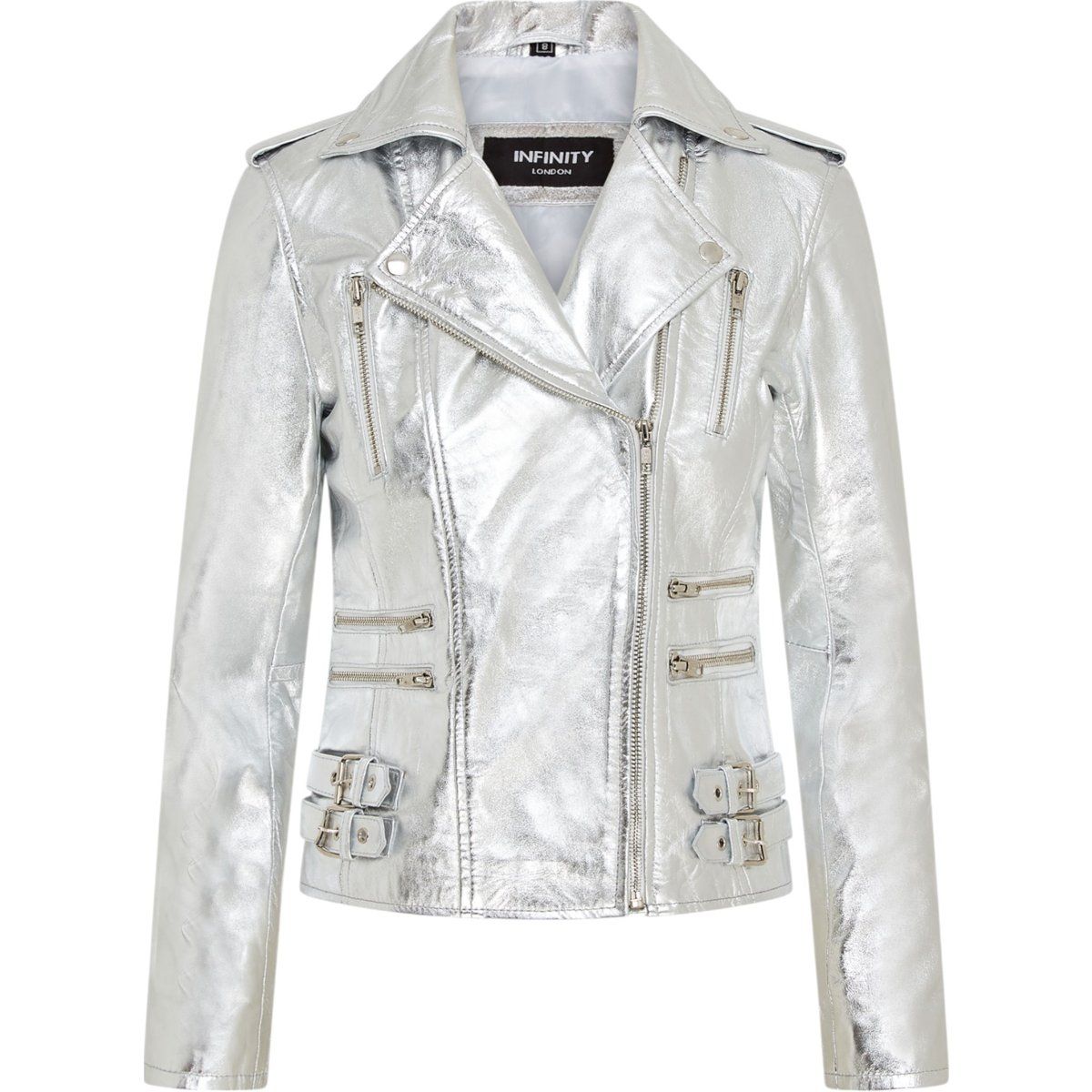 Metallisch silberne Brando Bikerjacke