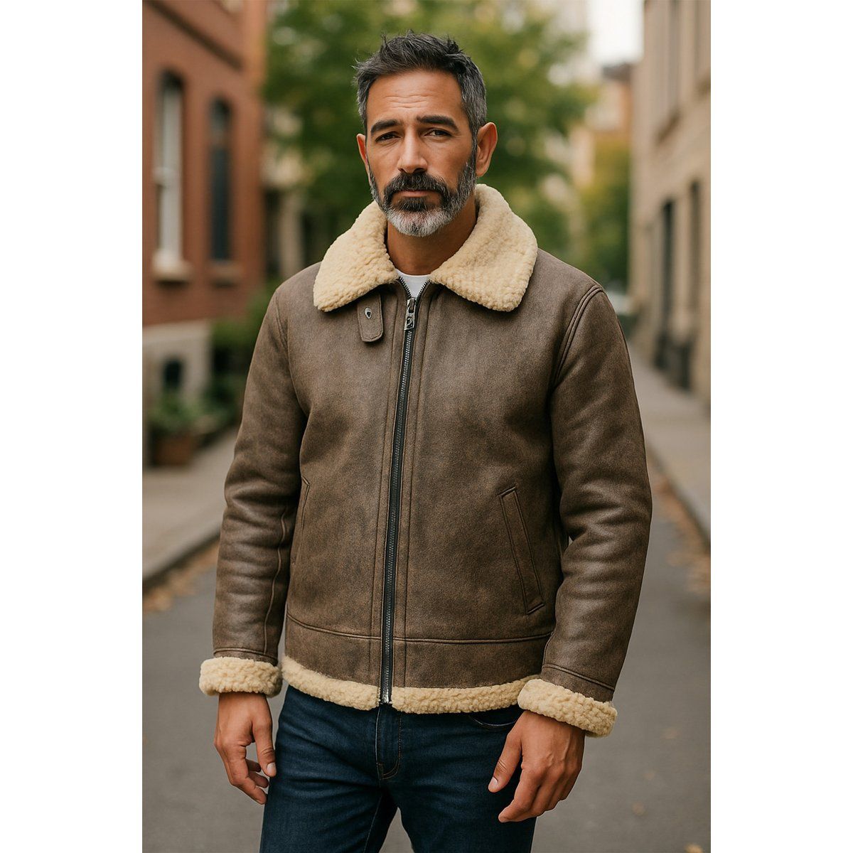Herren Shearling B3 Fliegerjacke