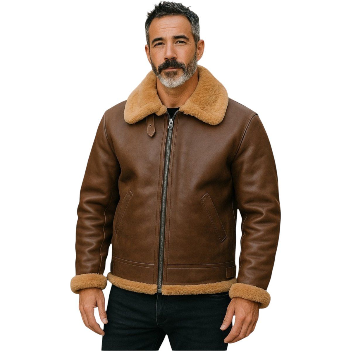 Herren Fliegerjacke aus Shearling im WWII-Stil