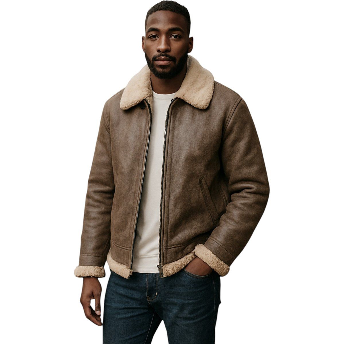 Herren B3 Shearling Lederjacke