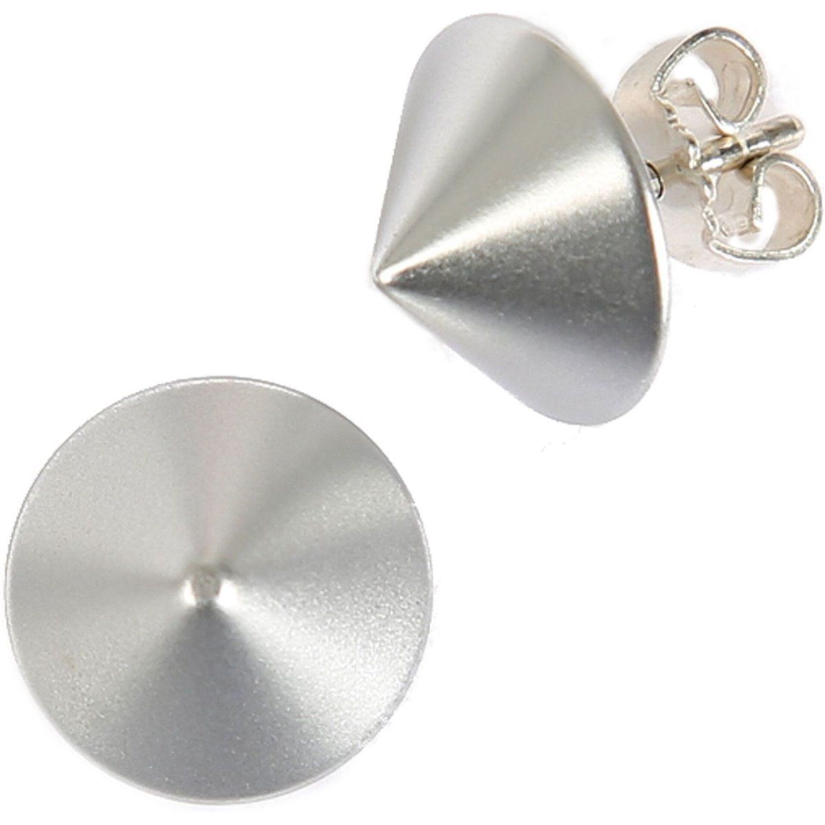 Minimalistische matte silberne Konus-Ohrstecker