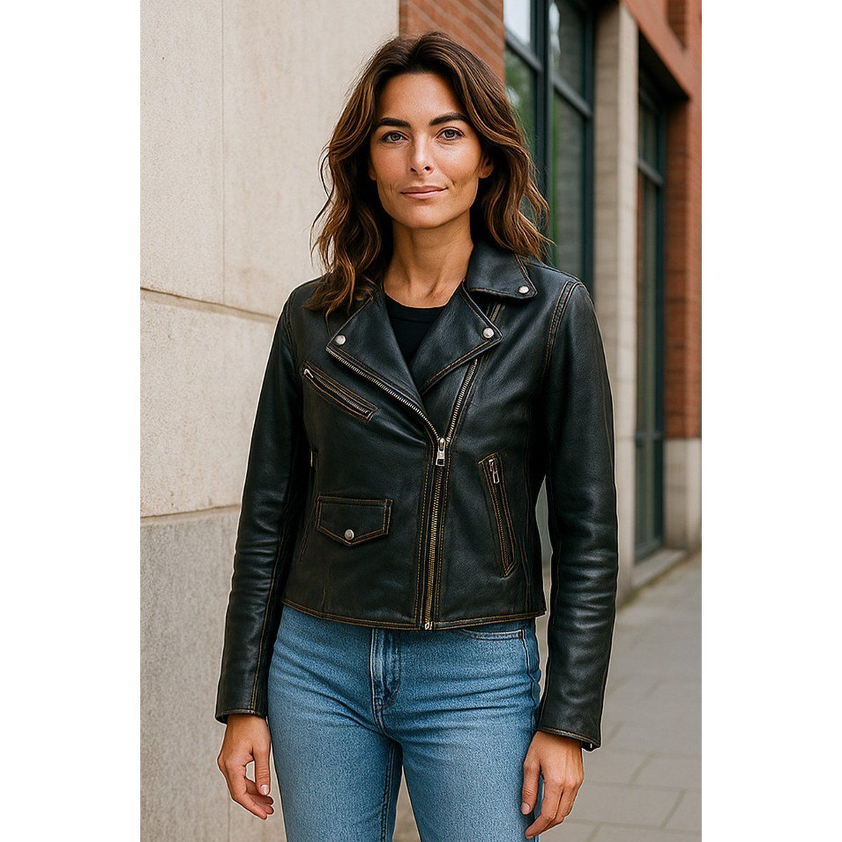 Klassische Bikerjacke im Vintage-Stil