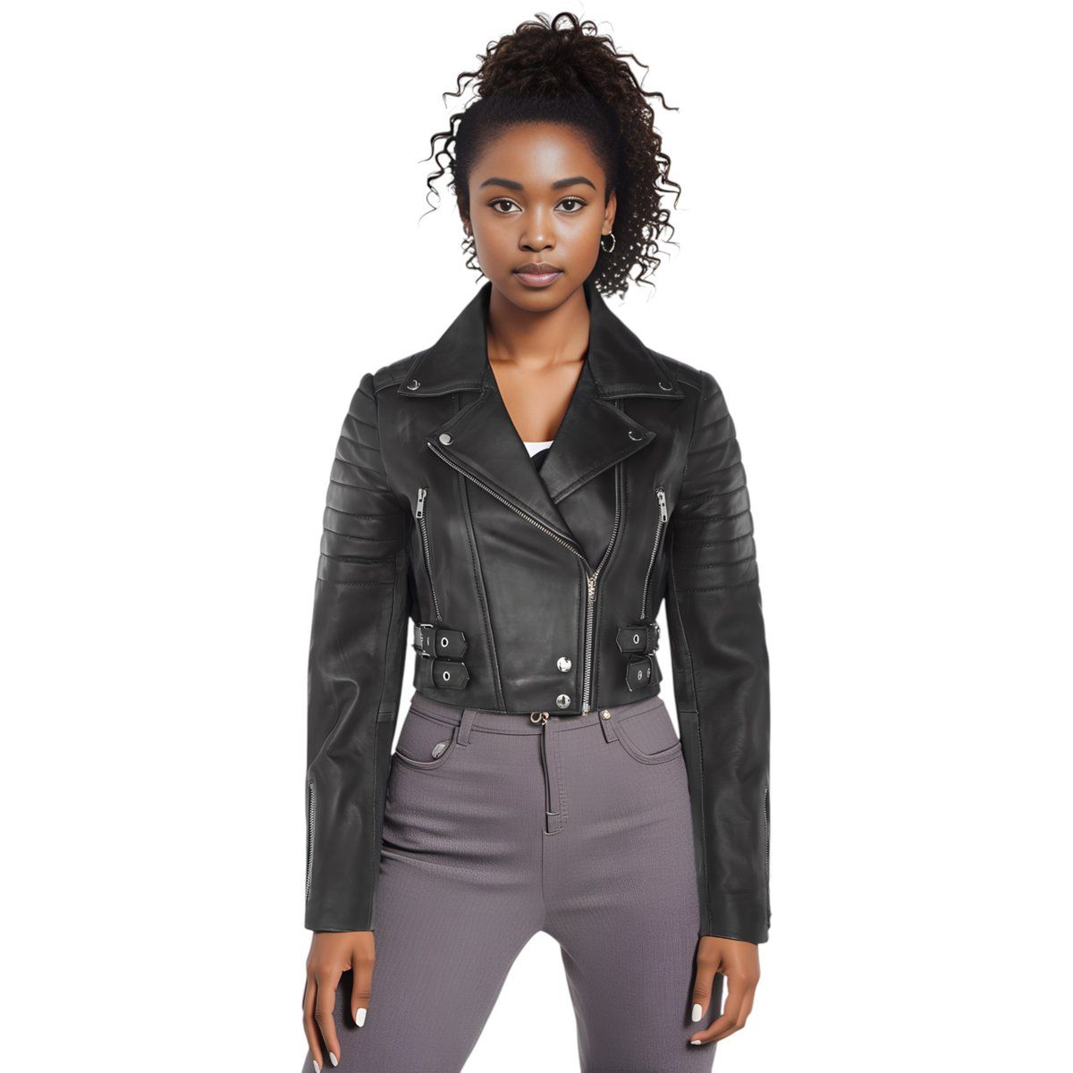 Kurze Brando Leder Bikerjacke