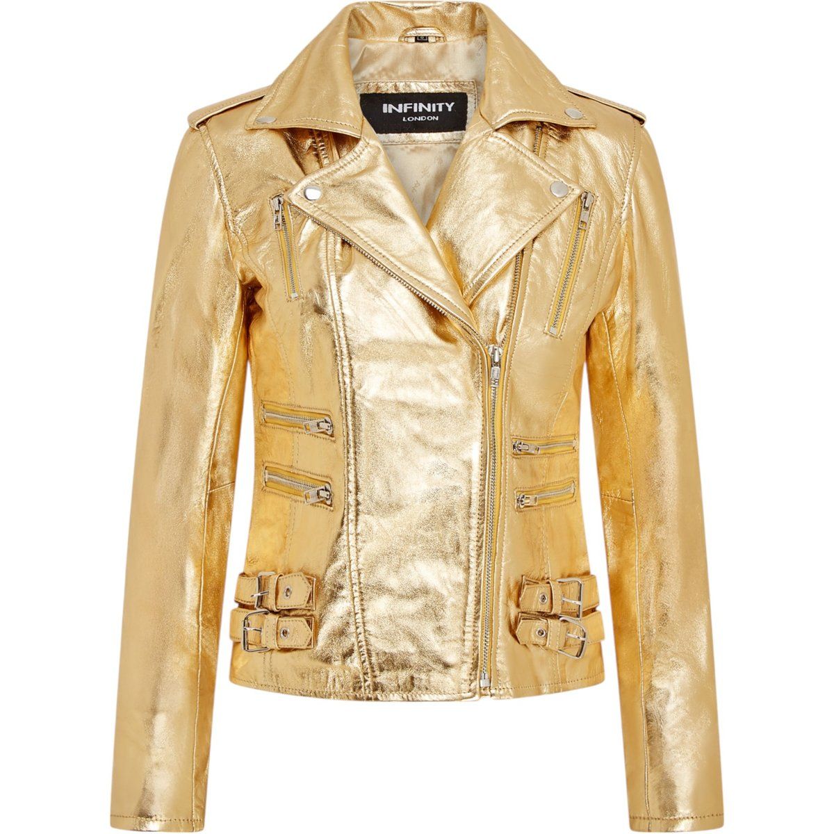 Goldene Metallic Brando Bikerjacke