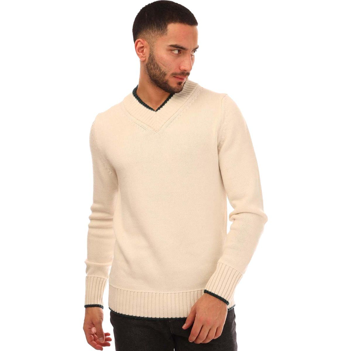 Herren Wollmischpullover mit V-Ausschnitt