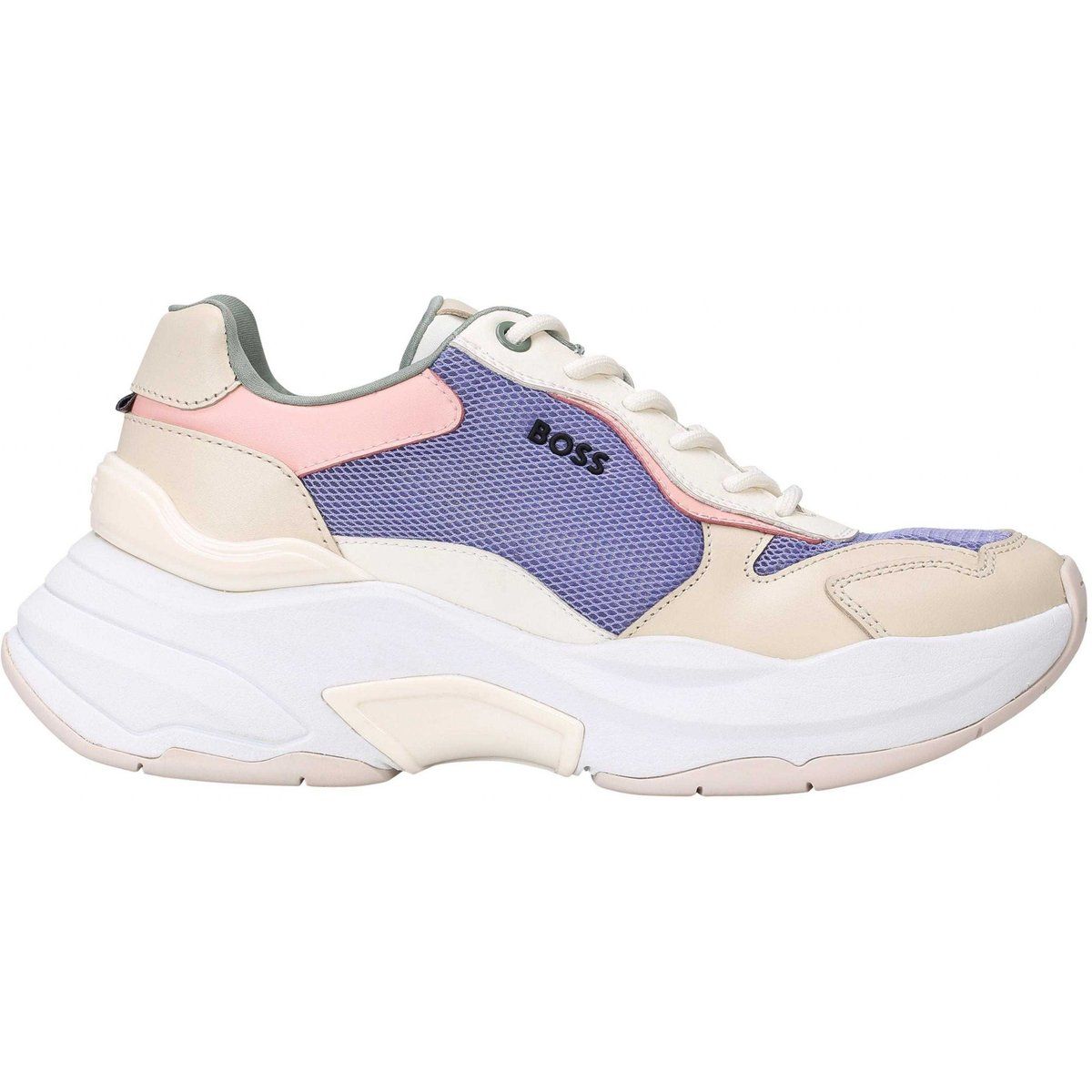 Klobige Mode-Sneakers mit Lederbesatz