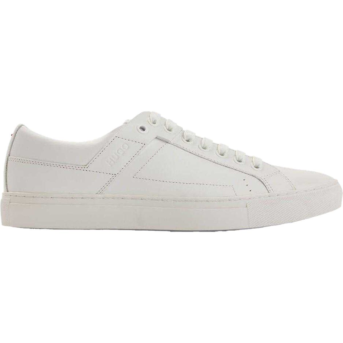Minimalistische weiße Leder Schnür-Sneakers