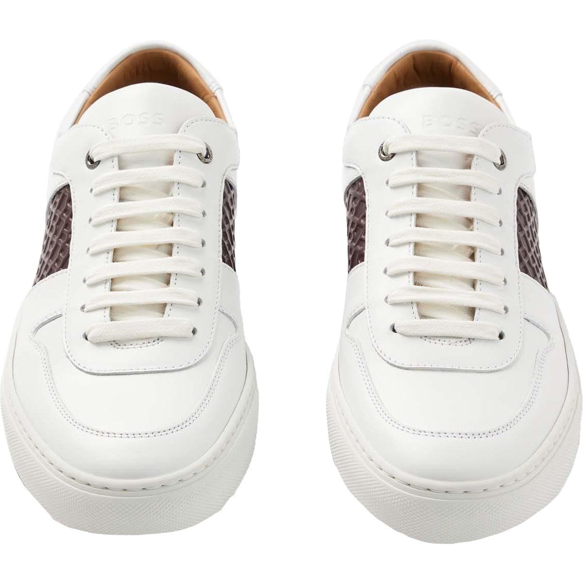 Leder-Sneaker mit Akzenten, flaches Modell