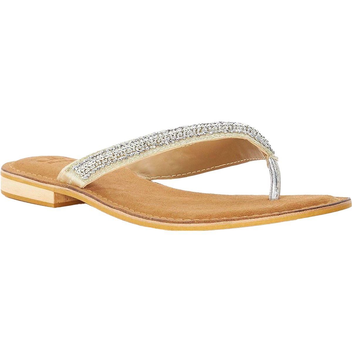 Zehentrenner Sandale mit Schmuck Flach