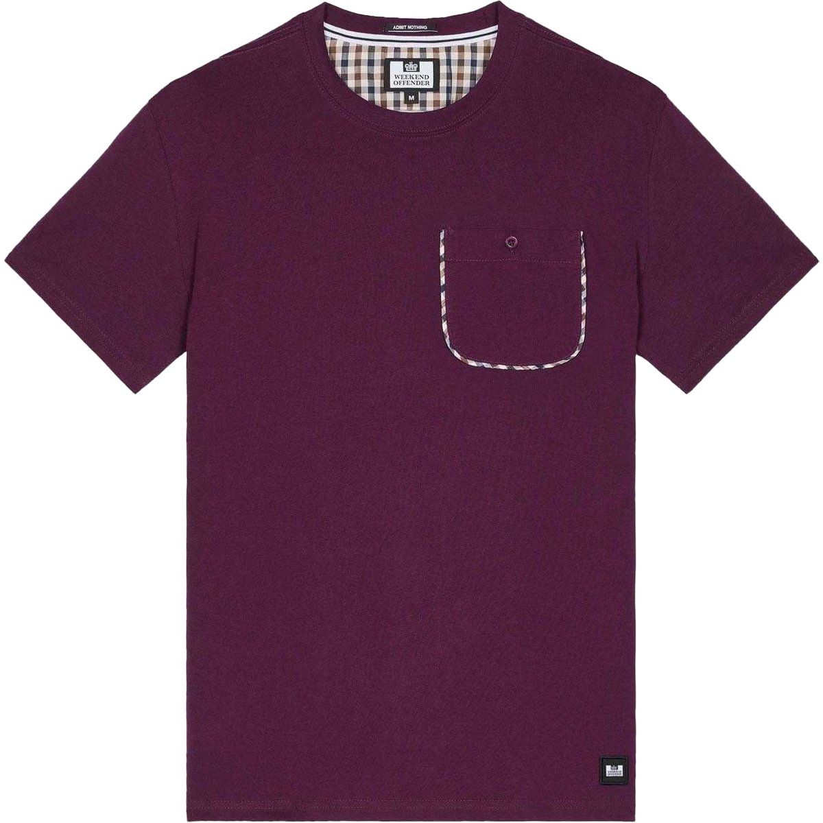 Burgunderfarbenes Uni-T-Shirt mit Tasche