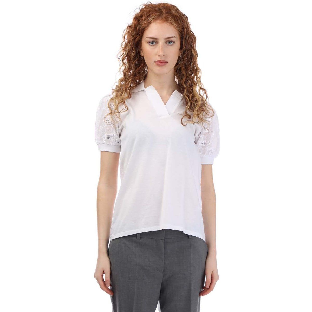 Weißes kurzärmliges Piqué-Poloshirt