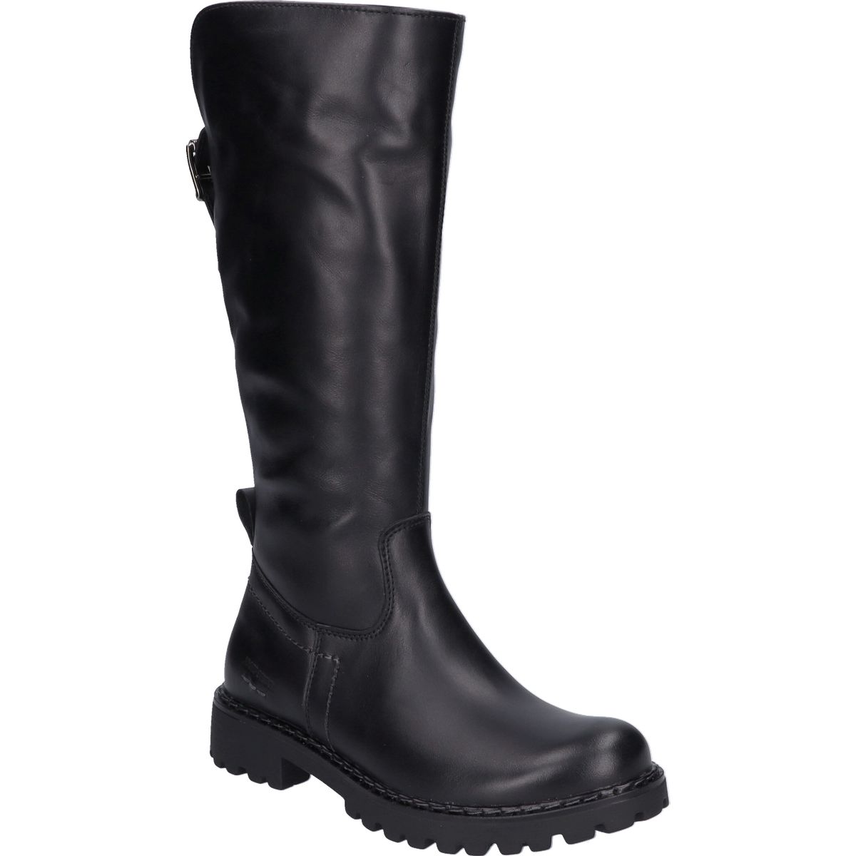 Schwarzer mittelhoher Lederstiefel
