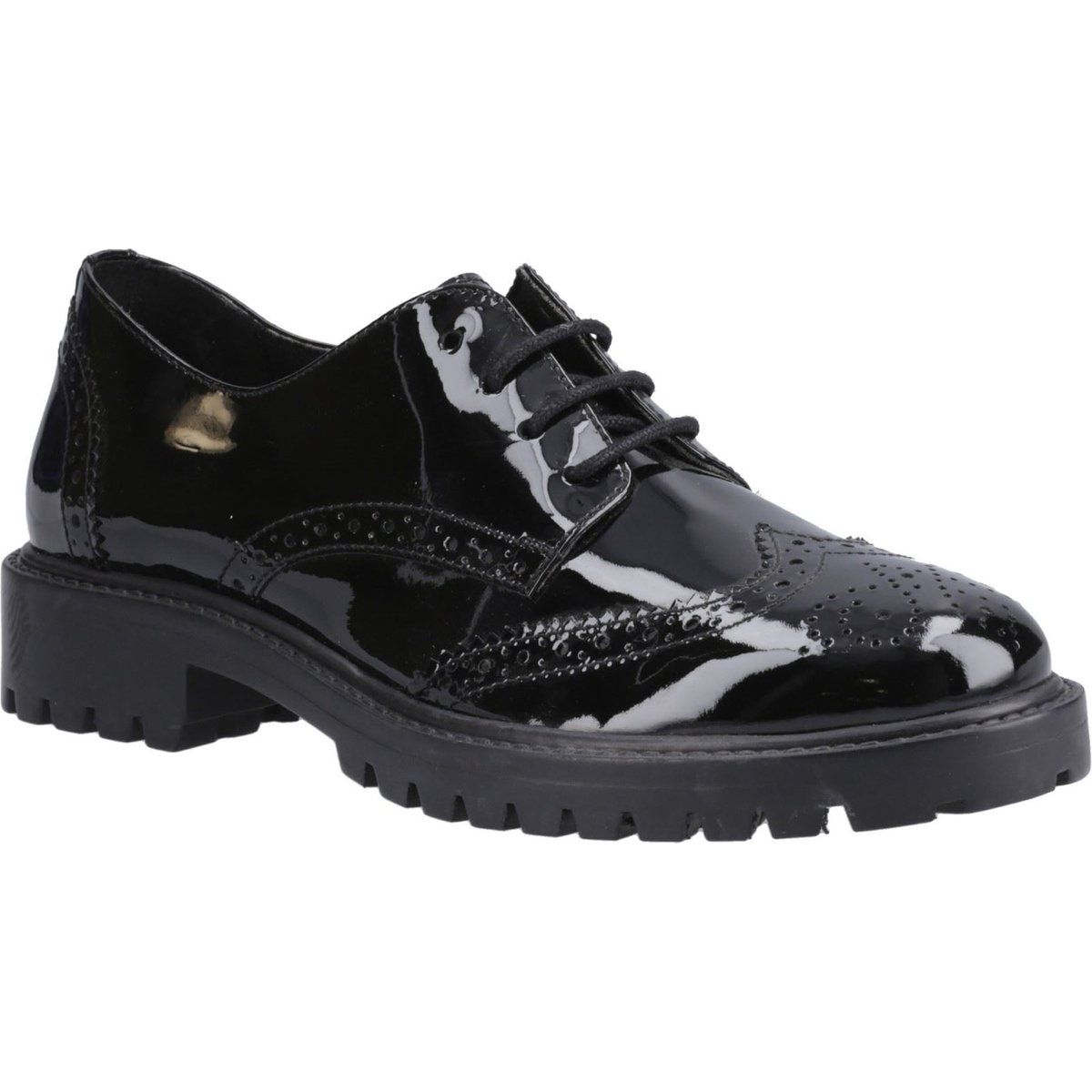 Schwarzer Brogue Schuh aus Lackleder