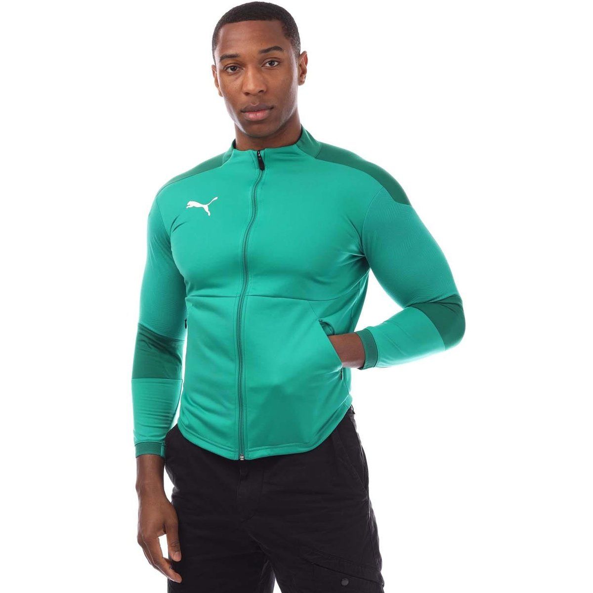 Grüne Trainingsjacke mit durchgehendem Reißverschluss