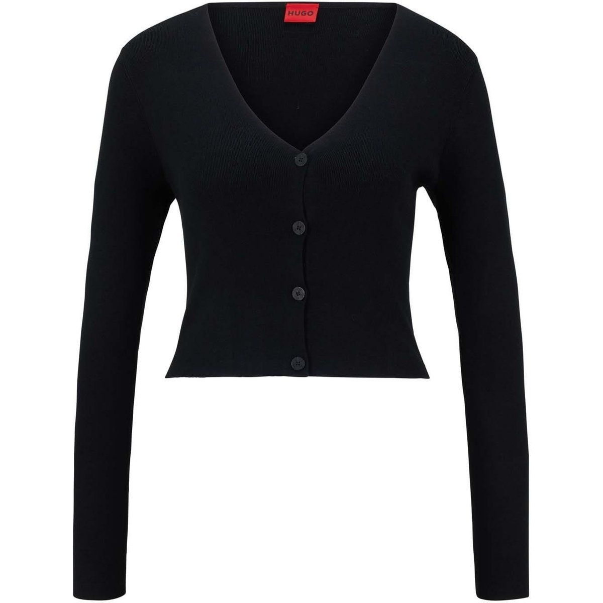 Gerippte Strickjacke in Kurzform