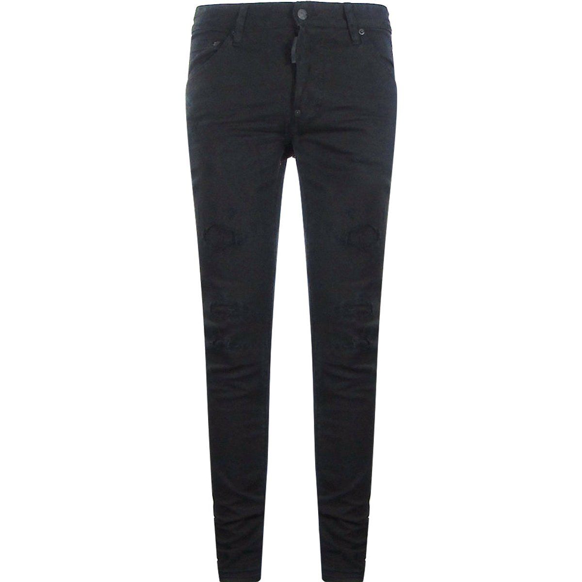 Schwarze Distressed Slim Fit Jeans