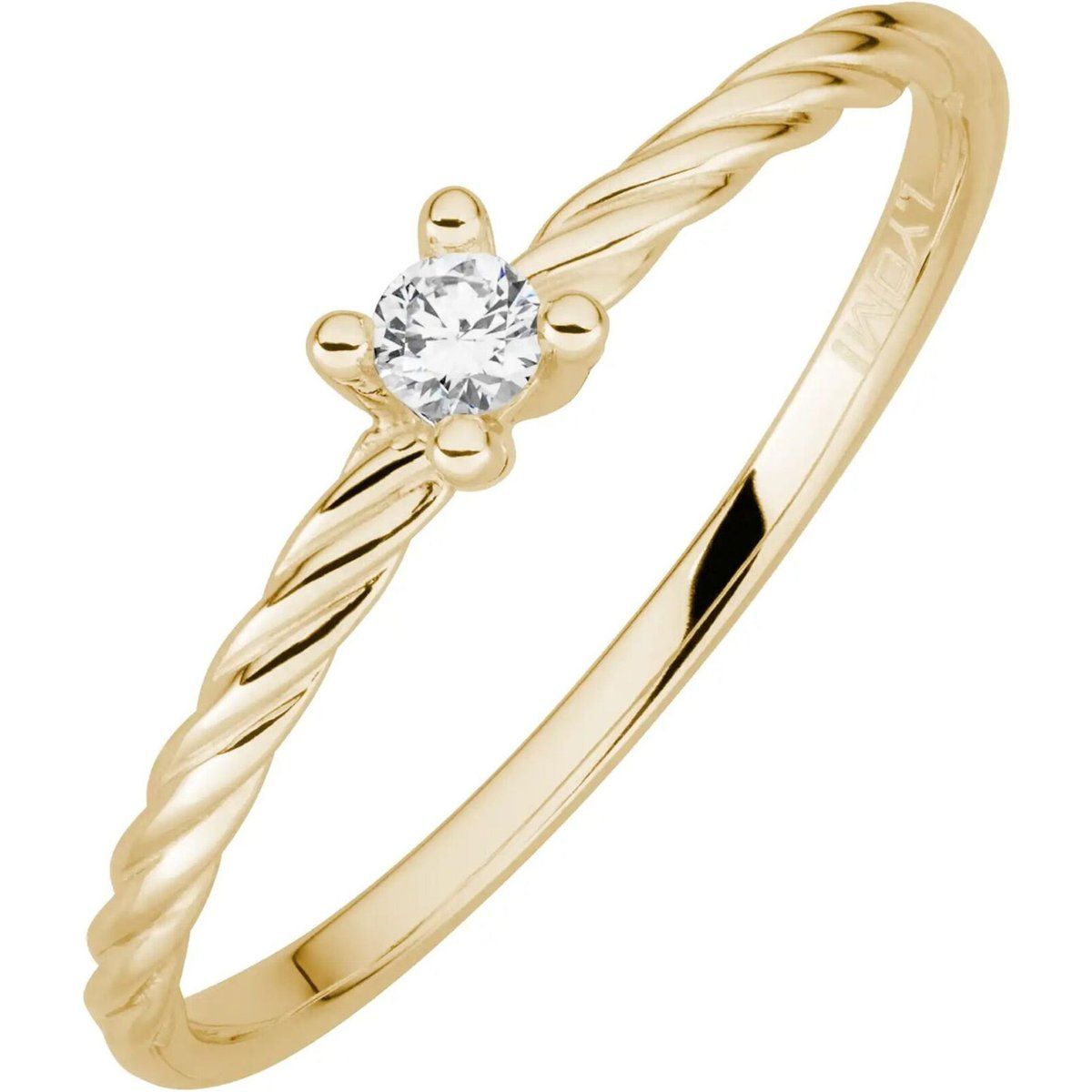 Solitärring mit gedrehter Ringschiene