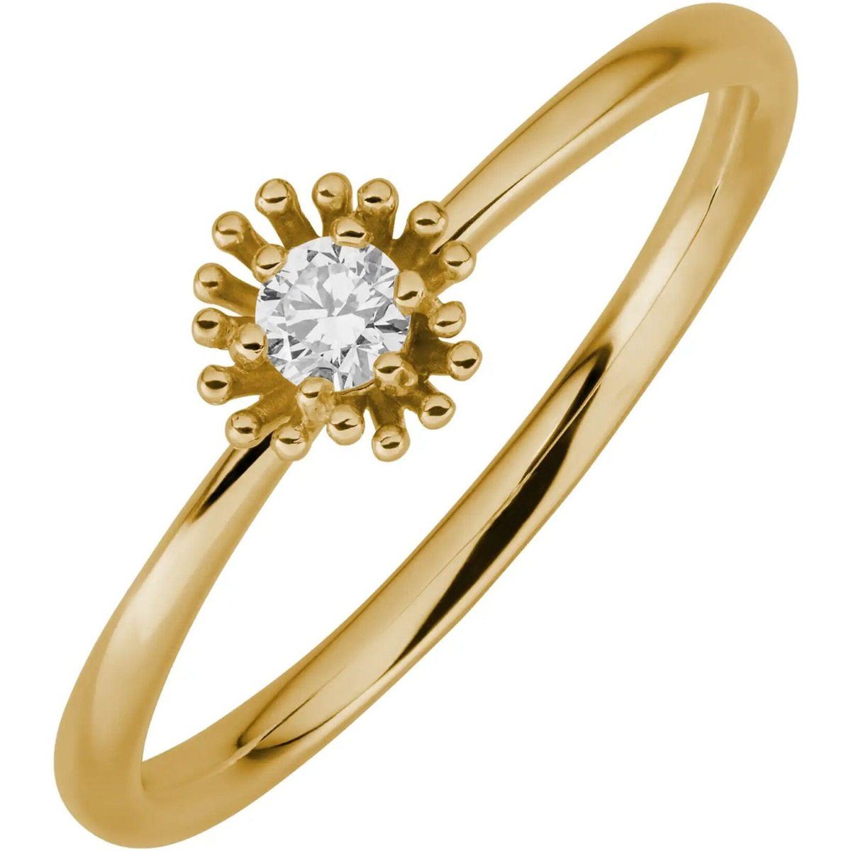 Goldring mit floralem Sonnen-Design