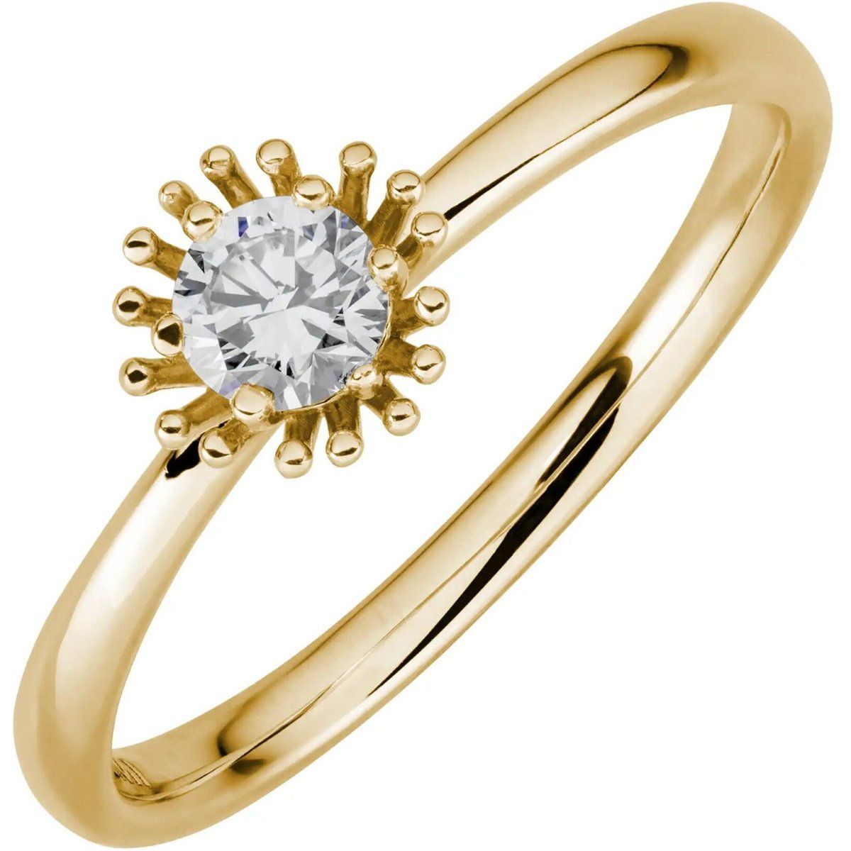 Floral-Sonnenschliff-Ring mit Labor-Diamanten
