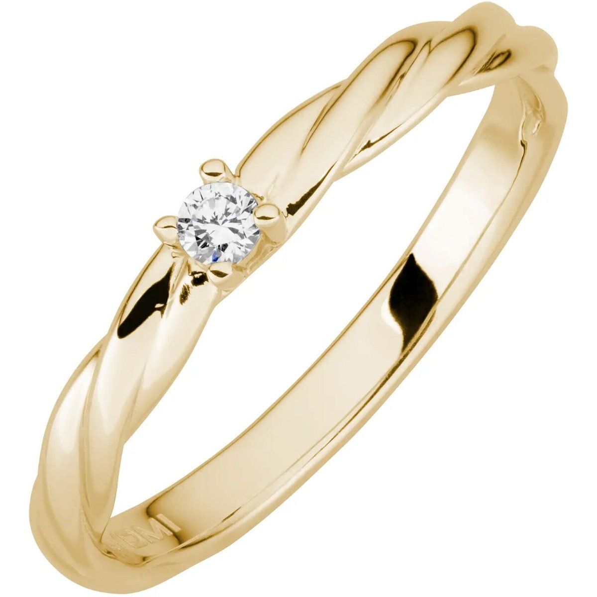Gedrehter Goldring mit Diamant