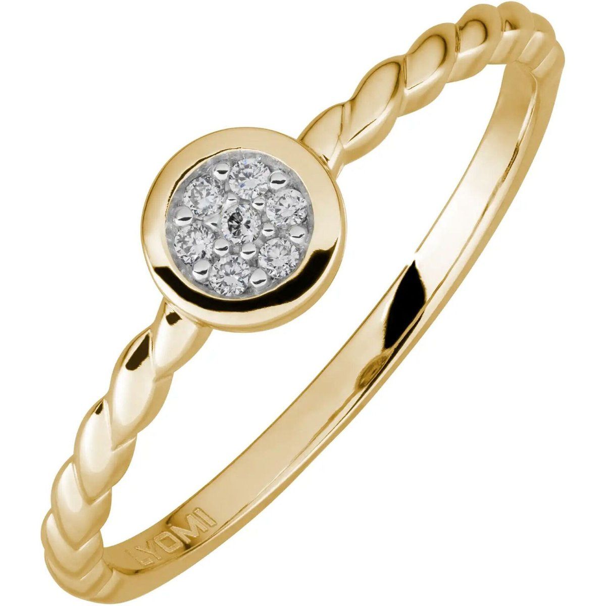 Gedrehter Goldring mit Diamant-Cluster