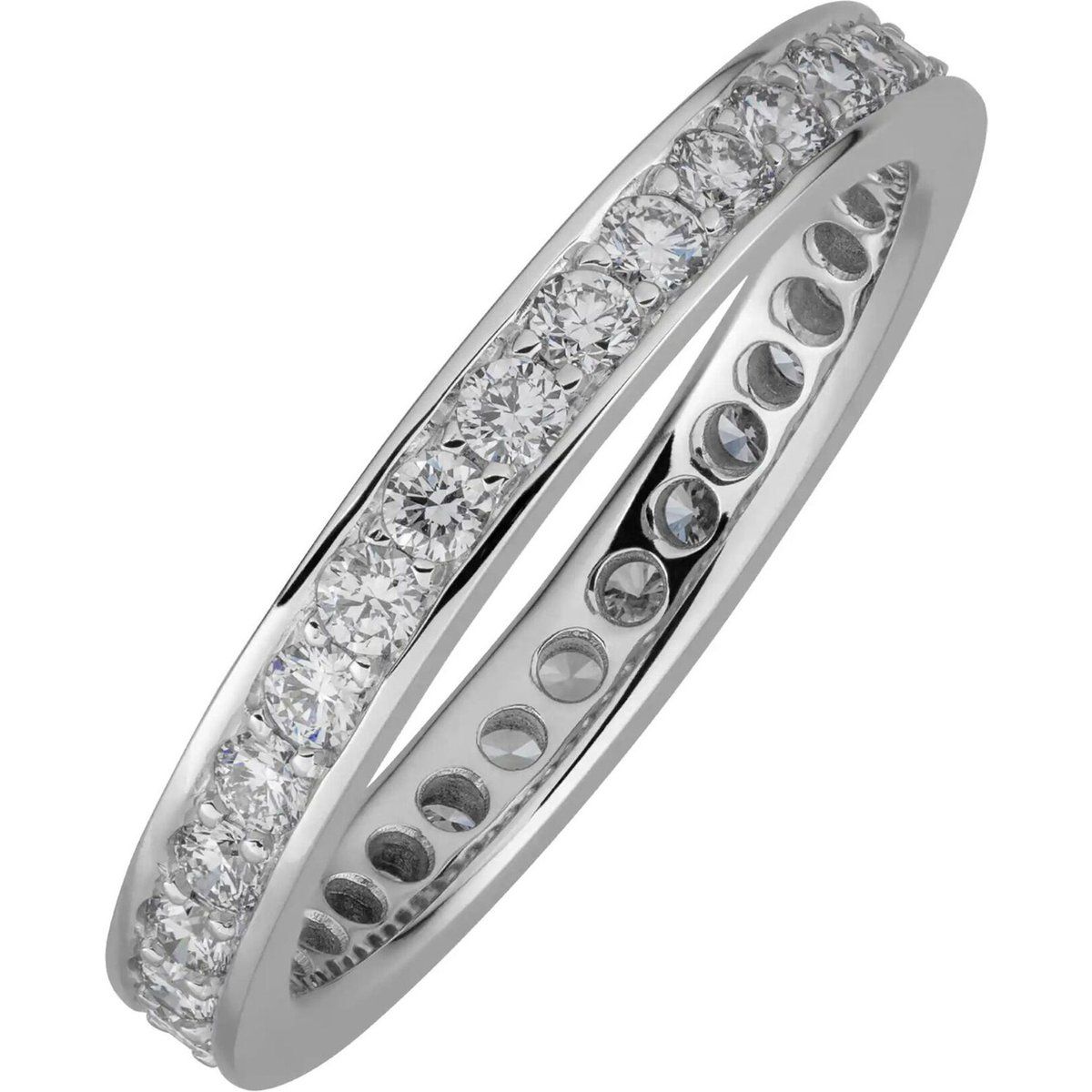 Funkelnder Weißgold Memoire Ring