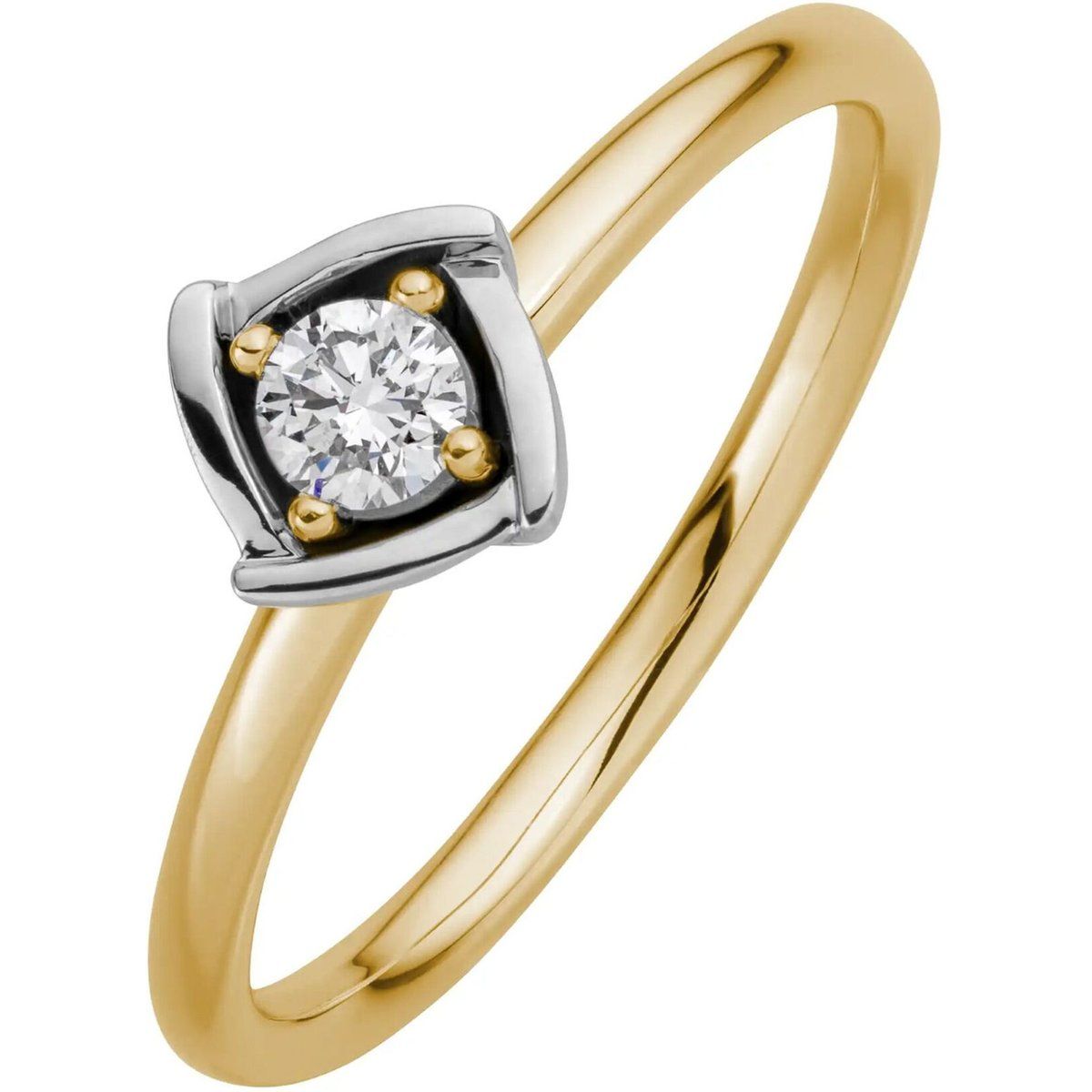 Geometrischer Solitärring mit Viereck-Fassung