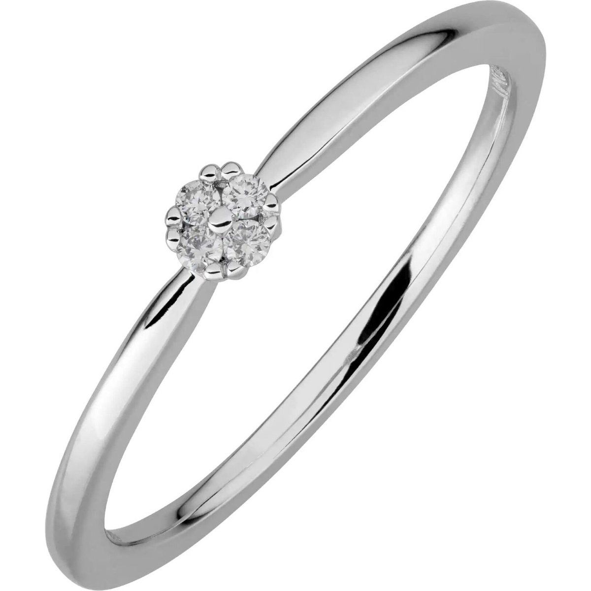 Weißgoldring mit Diamantcluster