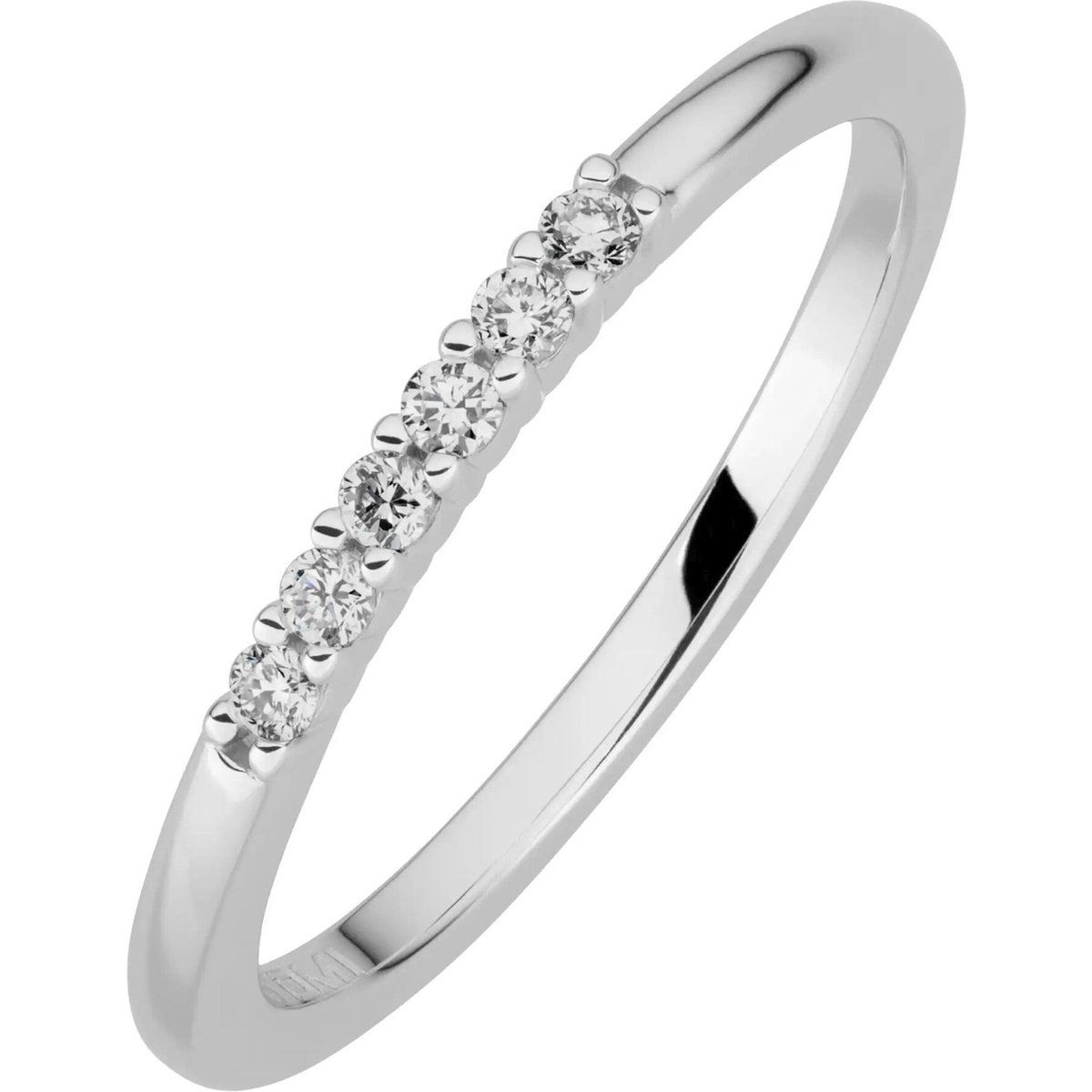 Schmaler Weißgoldring mit Diamantbesatz