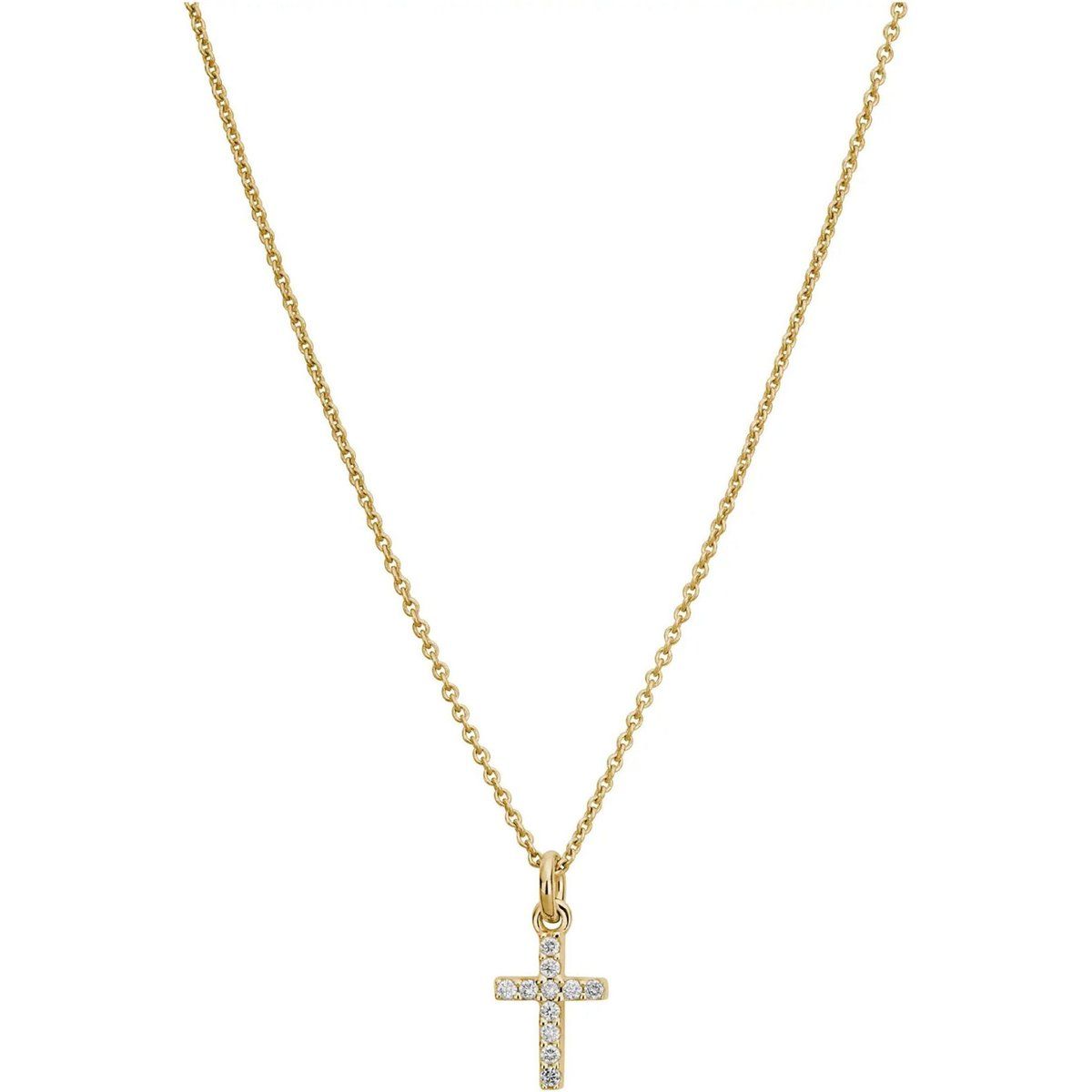 Funkelnde Halskette mit Diamantkreuz-Anhänger