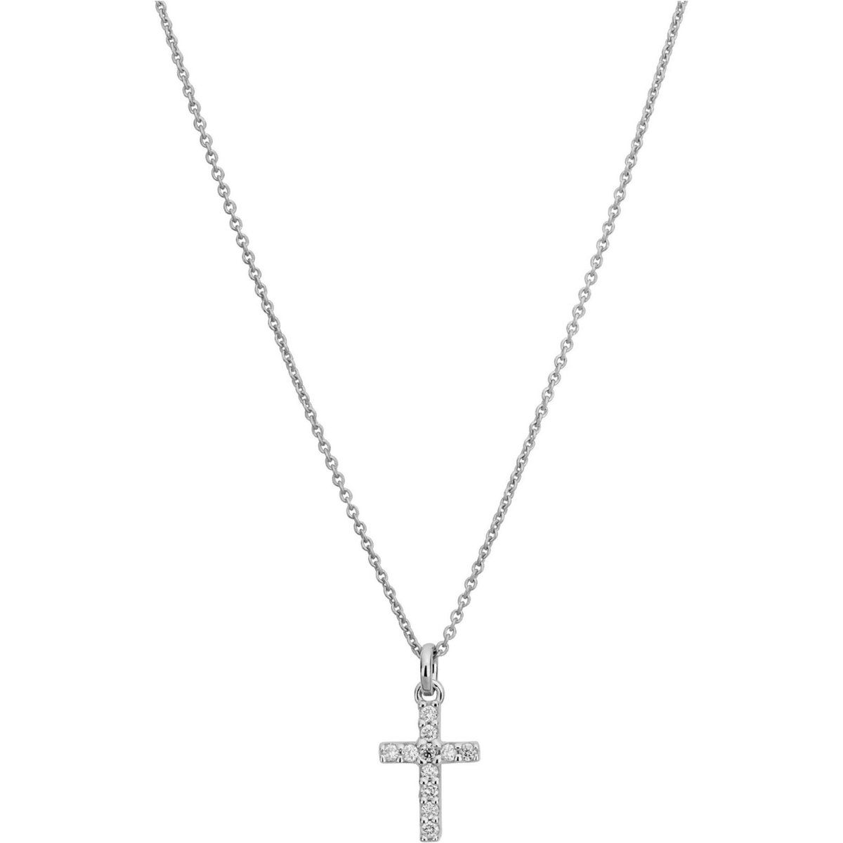 Weißgold Diamant Kreuz Anhänger Halskette
