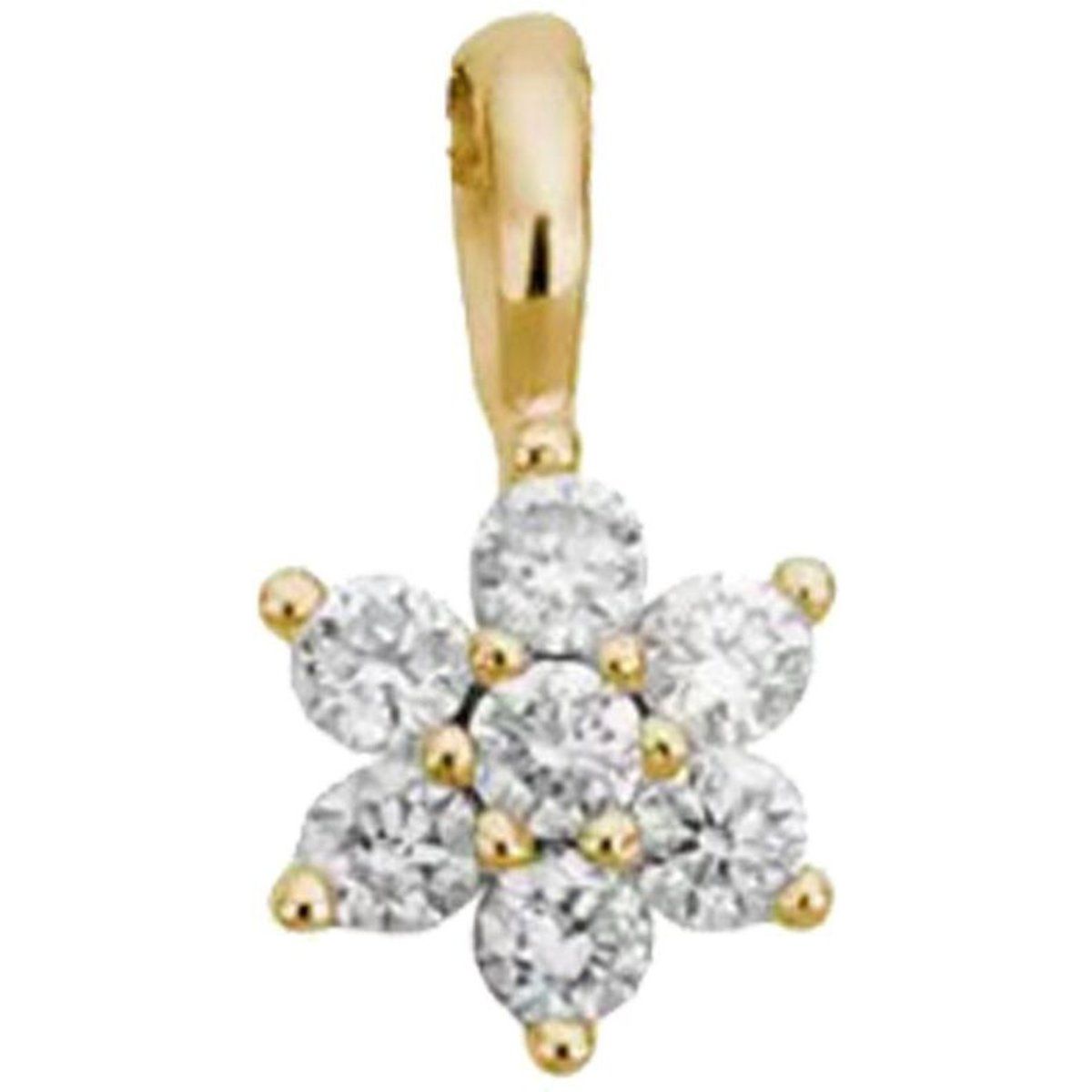 Funkelnder Diamant-Blumen-Goldanhänger