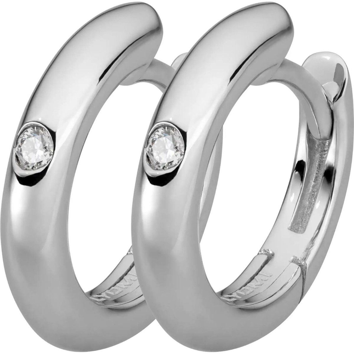 Minimalistische Weißgold-Creolen mit Diamanten