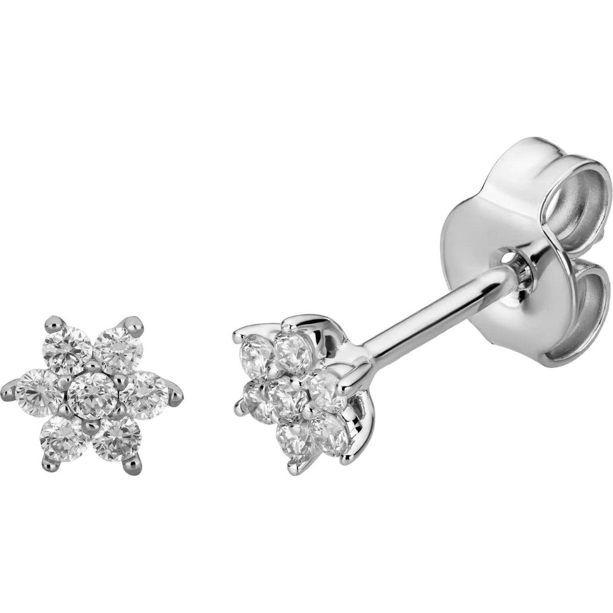 Florale Labor-Diamant Ohrstecker aus Weißgold