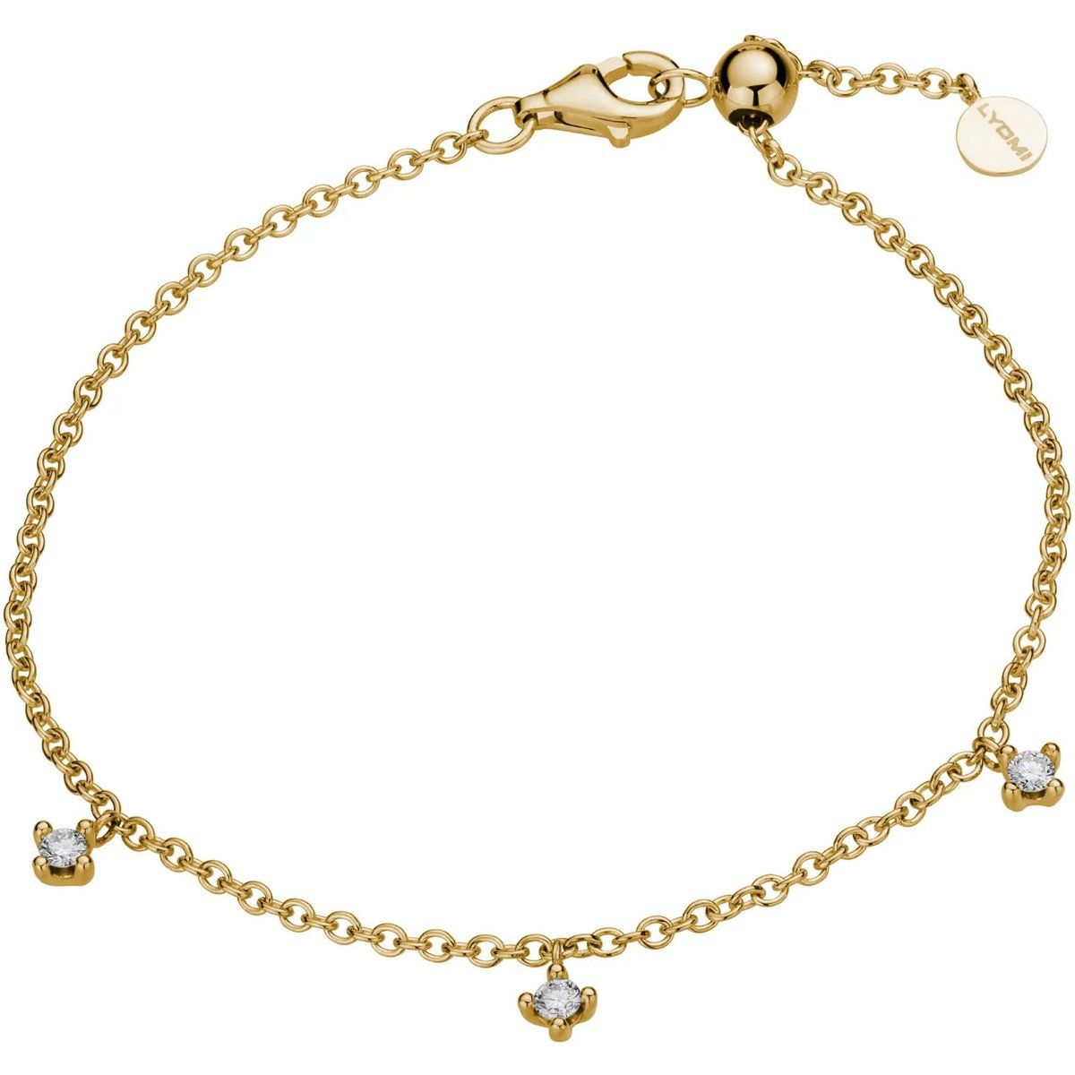 Zierliches Goldarmband mit Diamant-Blüten