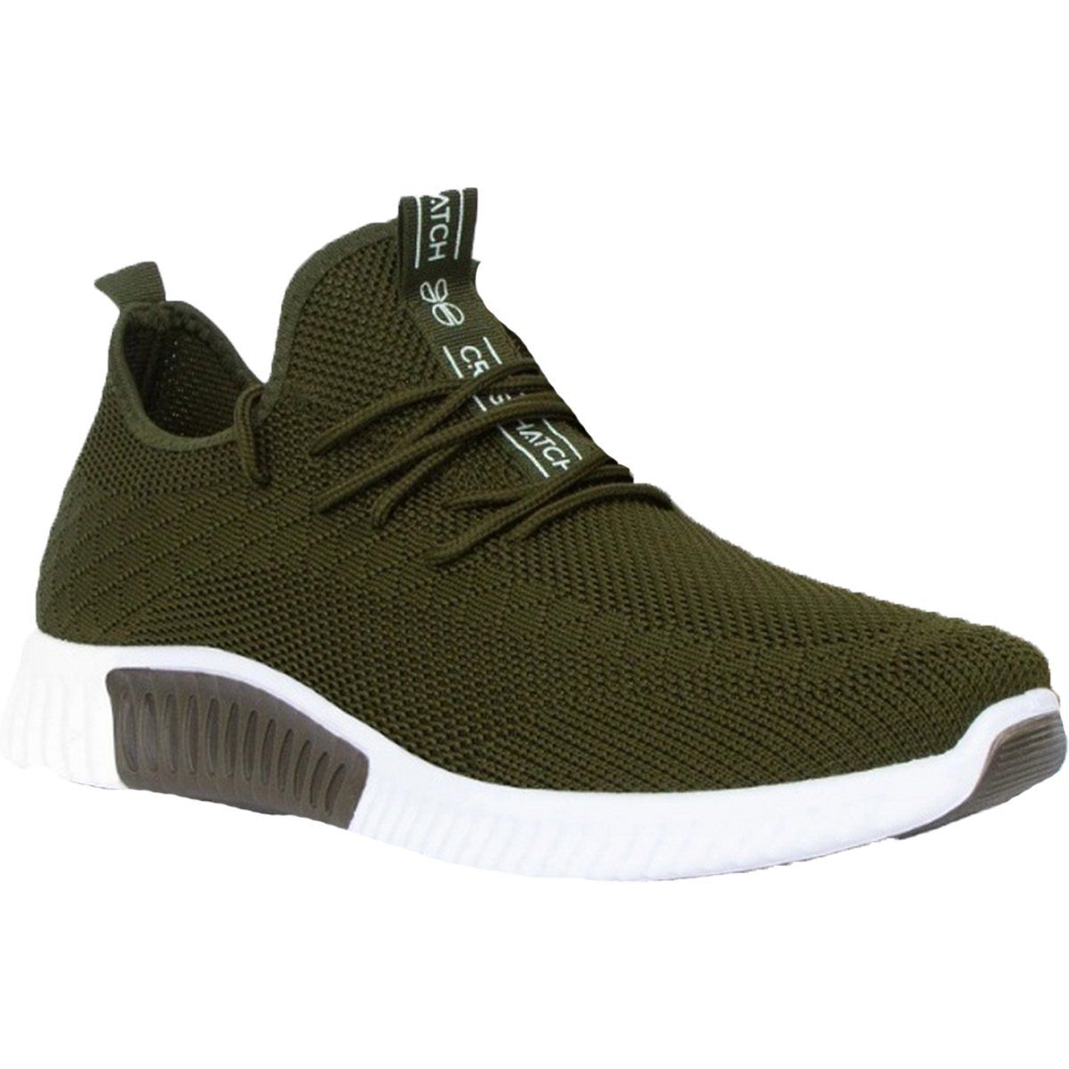 Olivgrüner Lauf-Sneaker aus Strick