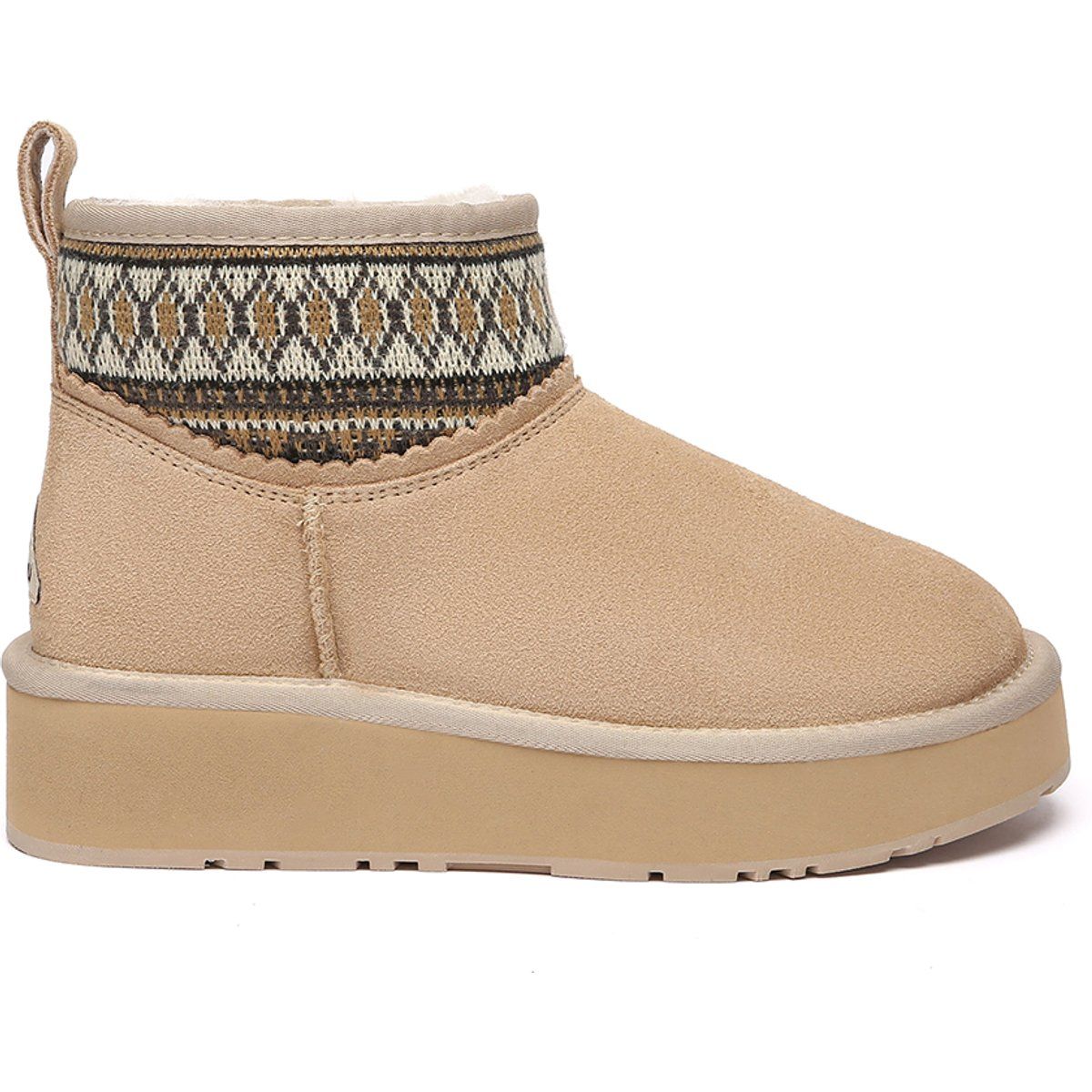 Plateau-Stiefeletten mit gewebtem Kragen