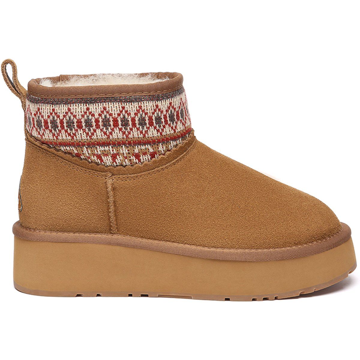 Bequeme Plateau-Stiefeletten mit gewebtem Bund