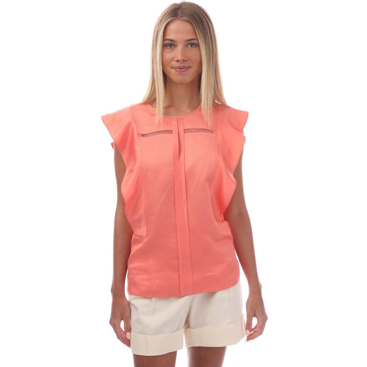 Bluse aus Leinenmischung mit Flatterärmeln
