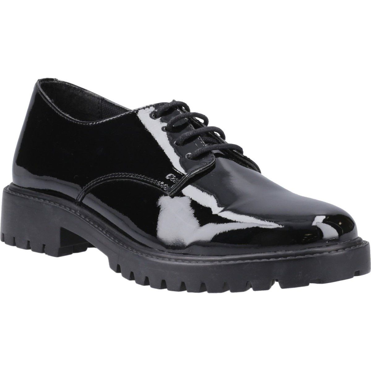 Hush Puppies Aubrey Leder Mädchen Schwarze Derby-Schuhe